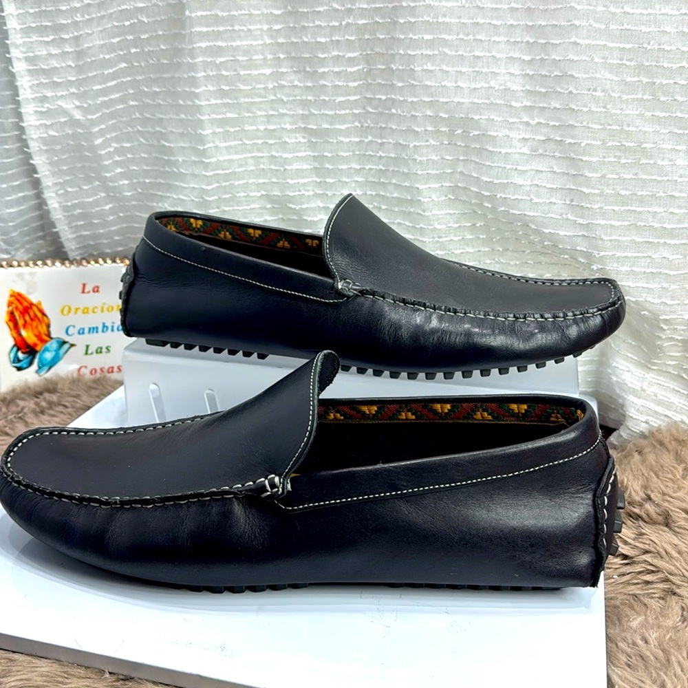 (C) DONALD PLINER VIC BLACK LEATHER DRIVING SHOES, Size 12 USD 275
